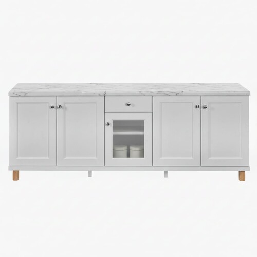 KSB-LAVENDER-5 DOORS KITCHEN CABINET-WHITE
